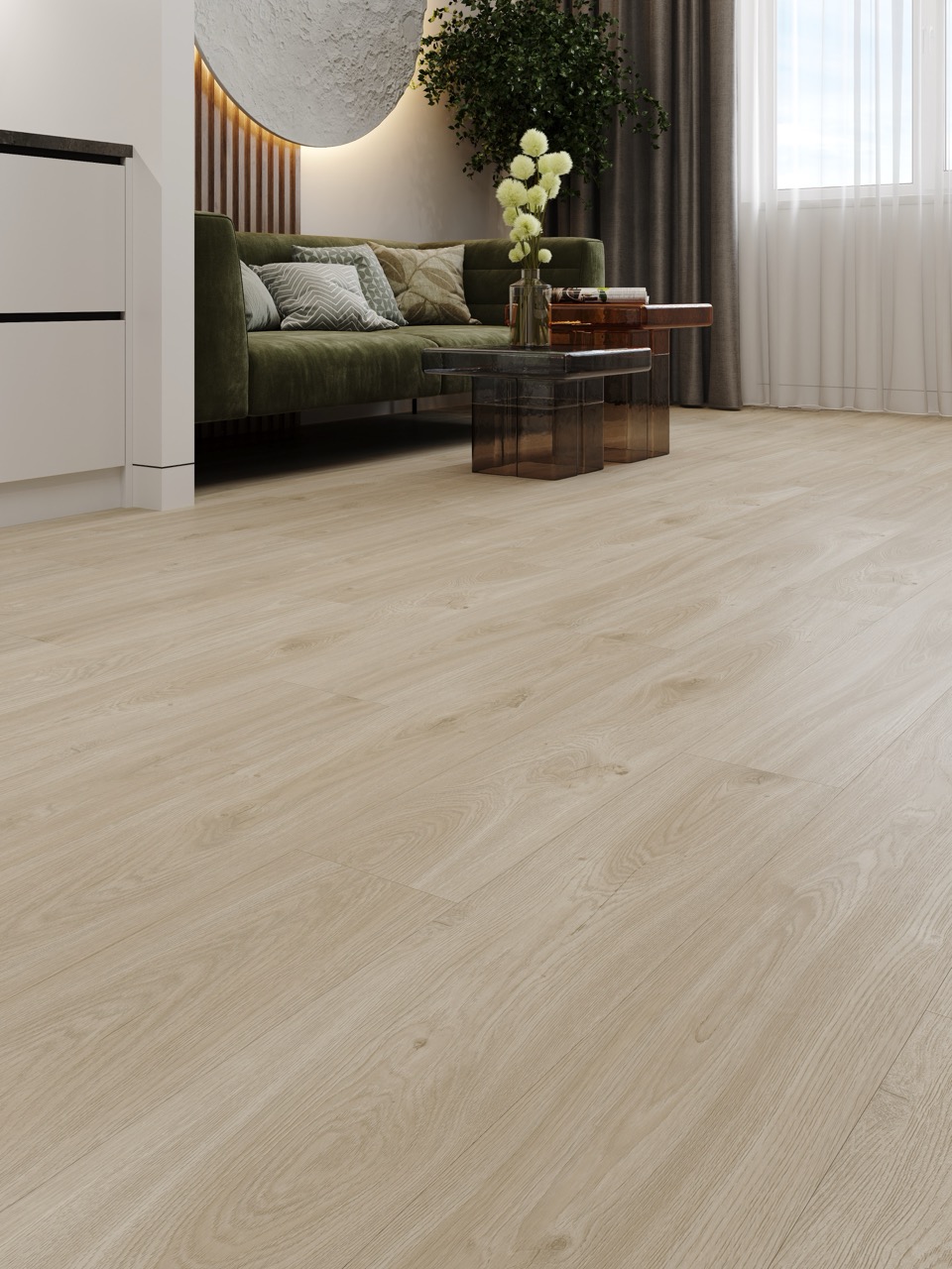 Кварцвиниловый SPC ламинат Cronafloor Nano Дуб Ампир ZH-81143-1 1200×180×3,5 фото в интерьере